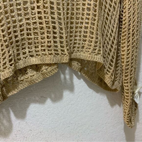 BiBi Crochet  Long Sleeve Shirt Oversized Top size M white bow accent sleeves - Picture 5 of 9